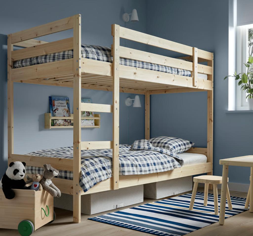 MYDAL Bunk bed frame, pine, 90x200 cm, Kinderen en Baby's, Kinderkamer | Bedden, Ophalen, 85 tot 100 cm, Lattenbodem, Zo goed als nieuw