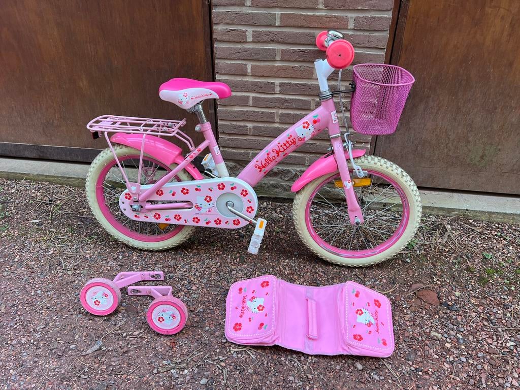 Vélo enfant - Hello Kitty, Vélos & Vélomoteurs, Enlèvement, Utilisé, Frein sur jante, 16 pouces