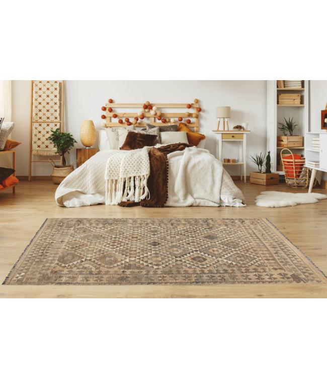 Handgemaakt Natural Kelim Wol Tapijt 294x205 cm, Huis en Inrichting, Stoffering | Vloerbedekking, Ophalen of Verzenden, Nieuw