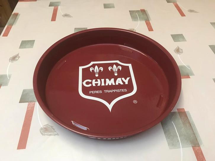 Plateau/assiette de service Trappist Chimay, Collections, Marques de bière, Comme neuf, Panneau, Plaque ou Plaquette publicitaire