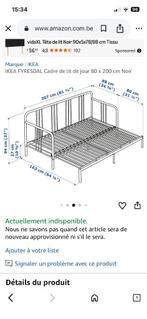 IKEA FYRESDAL Cadre de lit de jour 80 x 200 cm Noir, Maison & Meubles, Chambre à coucher | Lits, Comme neuf, Deux personnes, Noir