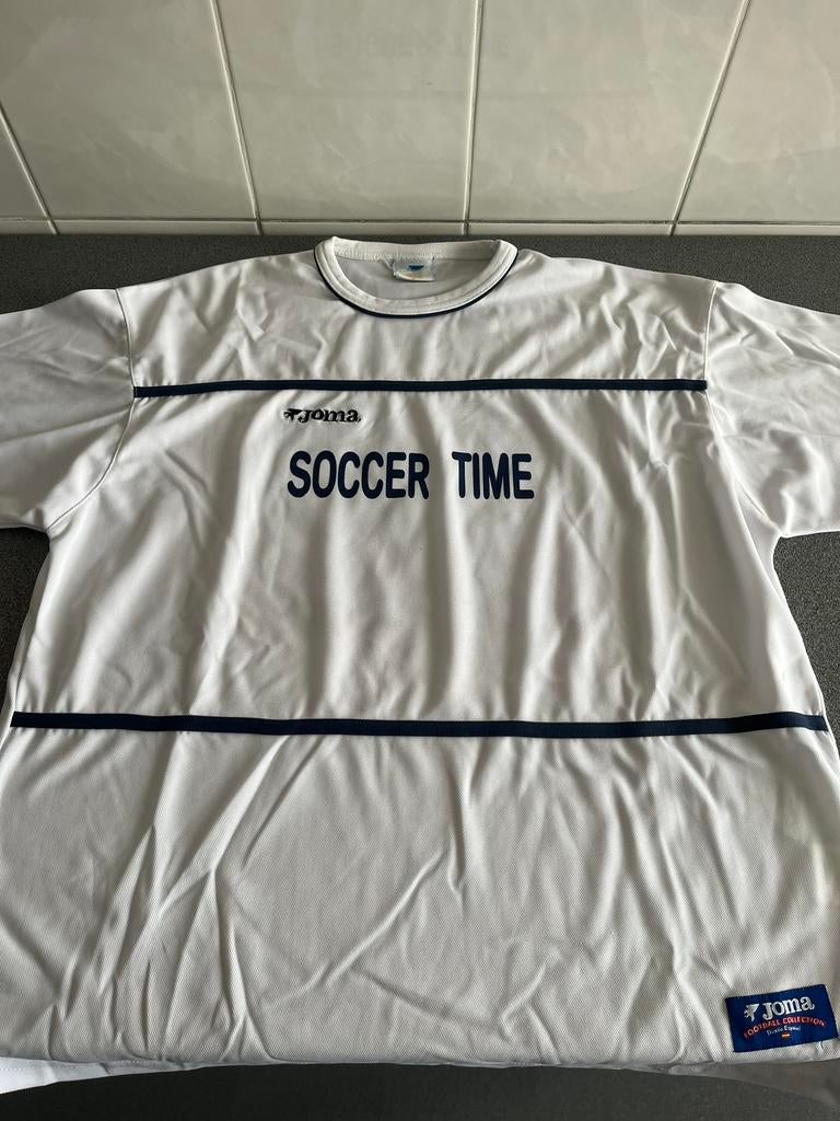 Wit met blauw voetbalshirt nr 18 Joma - maat XL, Vêtements | Hommes, Enlèvement ou Envoi, Taille 56/58 (XL), Blanc, Football