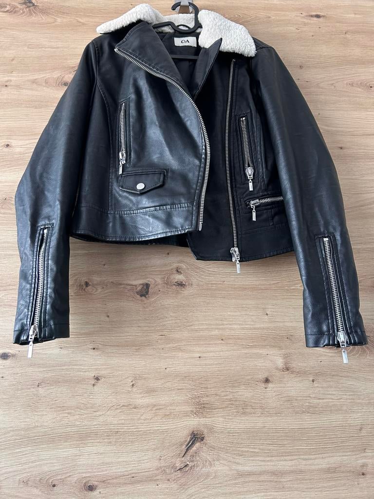 Leren jas, Ophalen, Nieuw, Maat 36 (S), Zwart