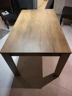 Houten tafel met 4 grijze stoelen, Huis en Inrichting, Ophalen of Verzenden