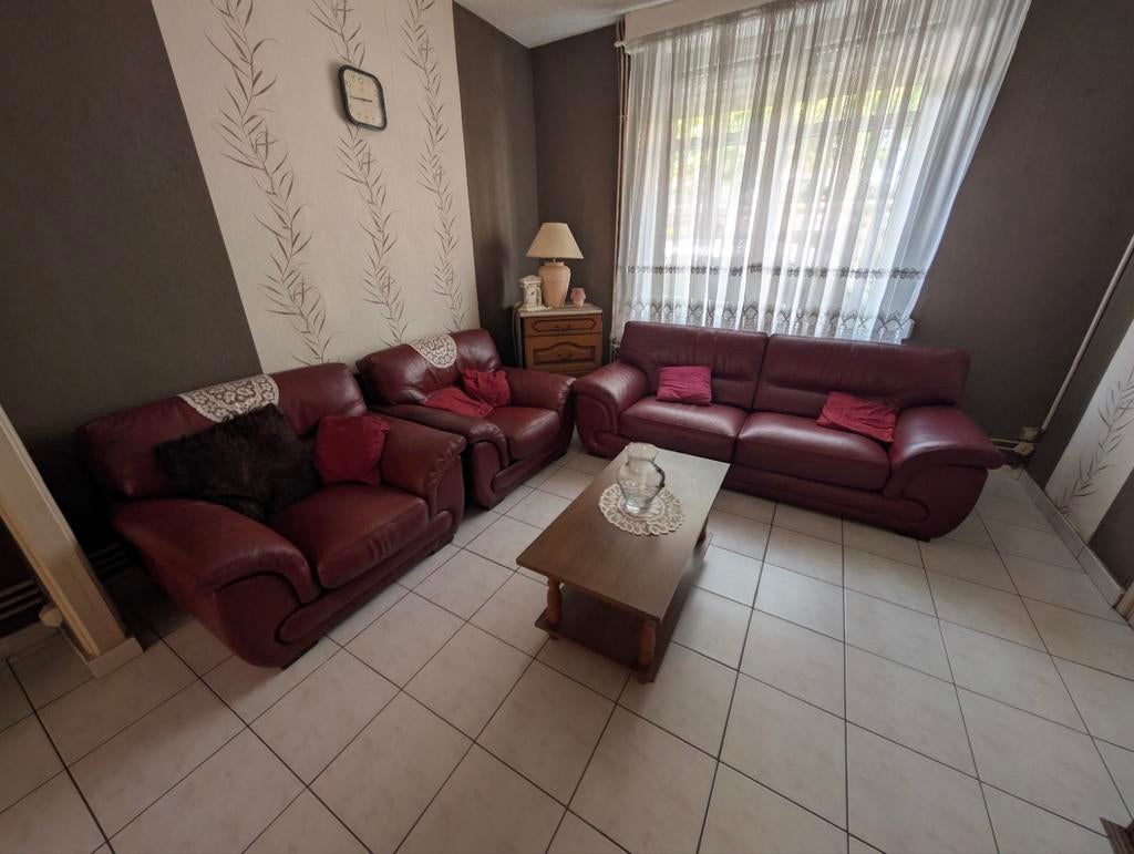 Titre : Ensemble Salon Cuir Bordeaux (Cuir n1), Maison & Meubles, Canapés | Coins salons complets, Cuir