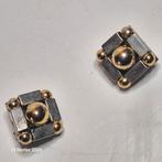 Jolies boucles d'oreilles vintage en métal jaune et blanc, Jaune, Comme neuf, Autres matériaux, Pendantes