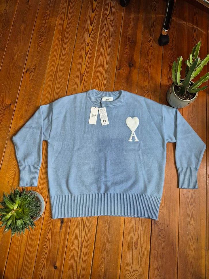 Ami trui - gloednieuw met kaartjes. Gebreide sweater, Kleding | Heren, Truien en Vesten, Nieuw, Maat 48/50 (M), Blauw, Verzenden