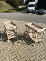 2 rustieke houten marktkarren, Tuin en Terras, Ophalen, Gebruikt