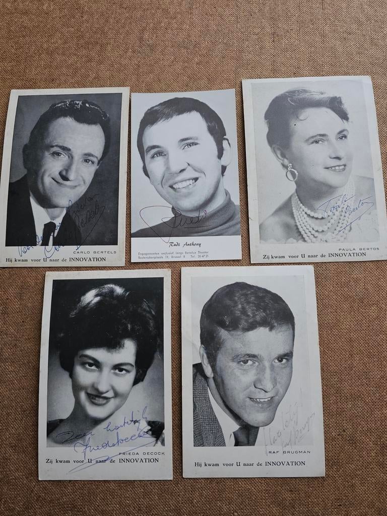 5 Belgische artiesten gesigneerd nr 2, Ophalen of Verzenden, Gesigneerd