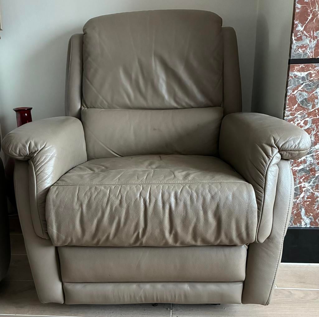 Relax manuel - cuir véritable, Maison & Meubles, Canapés | Salons, Enlèvement, Utilisé, Une personne, Cuir