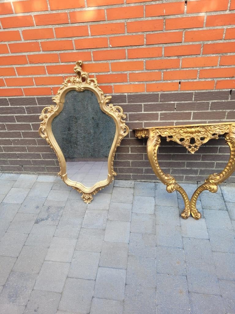 Antieke spiegel met tafel, Antiek en Kunst, Ophalen