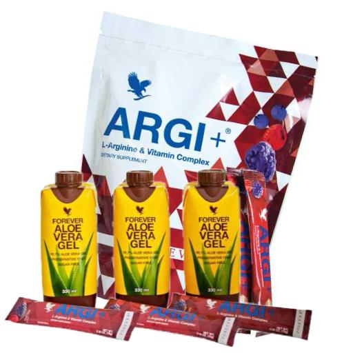 Lot de trois mini-gels d'aloe vera et pack Argi+ L-Arginine, Neuf, Forever Direct Nederland, Forever Living, Support@foreverliving.nl