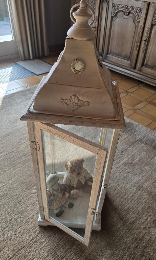 Lantaarn / Windlicht wit groot - landelijk, Huis en Inrichting, Woonaccessoires | Kandelaars en Kaarsen, Metaal, Wit, Ophalen