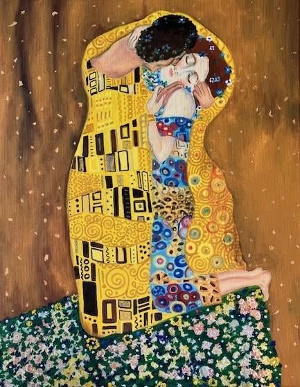 "The Kiss" (Acrylic painting by Kuijken, 40 x 50 cm), Ophalen of Verzenden