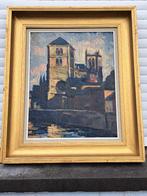 huile sur panneau vue de huy signe f dacos, Antiquités & Art, Enlèvement ou Envoi