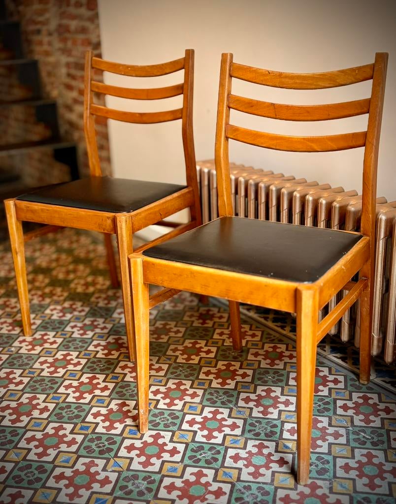 Chaises Duo Vintage, Enlèvement, Utilisé, Vintage retro, Bois