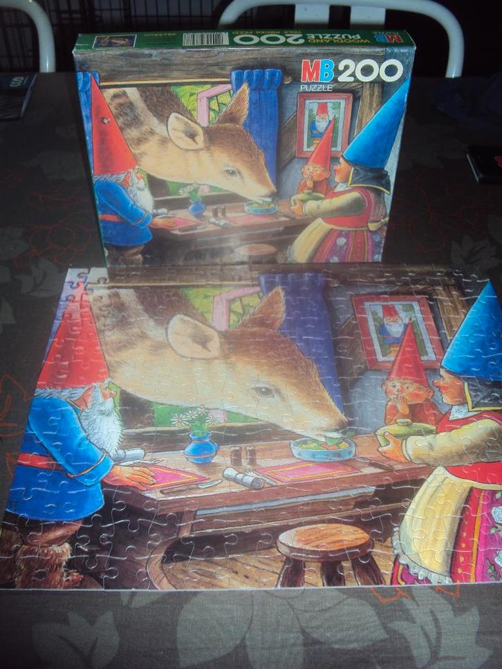 MB Puzzel "David de kabouter" 200 stuks*VINTAGE uitgave 1984, Kinderen en Baby's, Speelgoed | Kinderpuzzels, Meer dan 50 stukjes