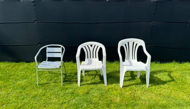 Tuintafel met stoelen, Jardin & Terrasse, Chaises de jardin, Enlèvement, Utilisé, Synthétique, Ajustable