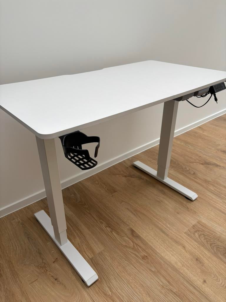 Zit Sta Bureau, Ophalen, Elektrisch, Wit