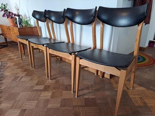 4 chaises scandinaves rétro, Maison & Meubles, Chaises, Utilisé, Quatre, Bois, Noir, Enlèvement