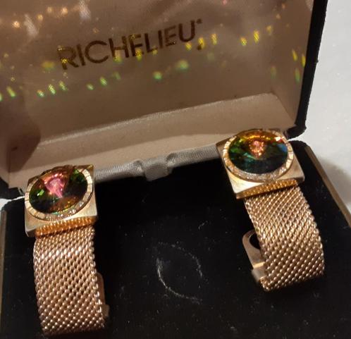 manchetknopen vintage goud met watermeloen topaas Richelieu, Handtassen en Accessoires, Manchetknopen, Nieuw, Goud, Verzenden