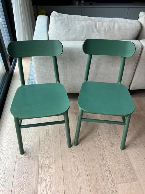 4 groene eetkamerstoelen Rönninge, Huis en Inrichting, Stoelen, Gebruikt, Vier, Hout, Overige kleuren, Ophalen