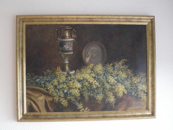 Tableau: Nature morte. Signé: "Emile Bulcke". Vintage, Antiek en Kunst, Kunst | Schilderijen | Klassiek, Ophalen