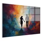 Peinture colorée homme et femme Peinture sur verre 105x70cm, Maison & Meubles, 100 à 125 cm, Envoi, Création originale, 50 à 75 cm