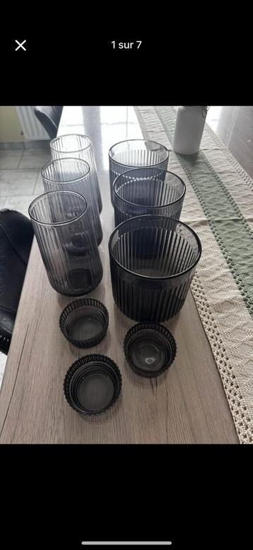 Lot 6 vases + 3 photophores beschikbaar voor biedingen