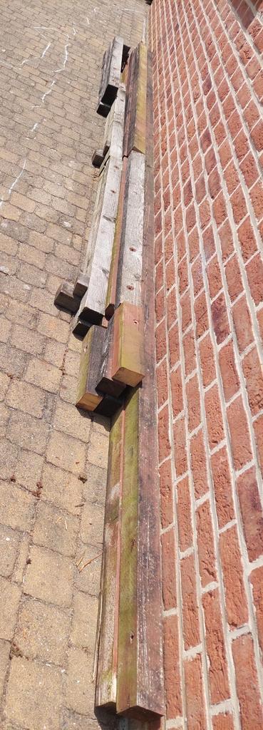 tuinhout van afbraak afdak, Tuin en Terras, Palen, Balken en Planken, Gebruikt, Balken, Ophalen