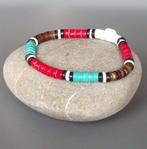 Indiaanse armband man of vrouw in koraal en turkoois Surfer, Met edelsteen, Nieuw, Ophalen of Verzenden, Elastiek