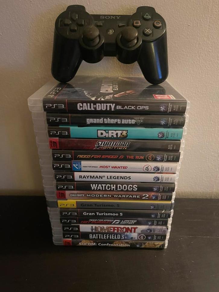 Playstation 3 Pakket, Games en Spelcomputers, Spelcomputers | Sony PlayStation 3, Zo goed als nieuw, Slim, Met 1 controller, Met games