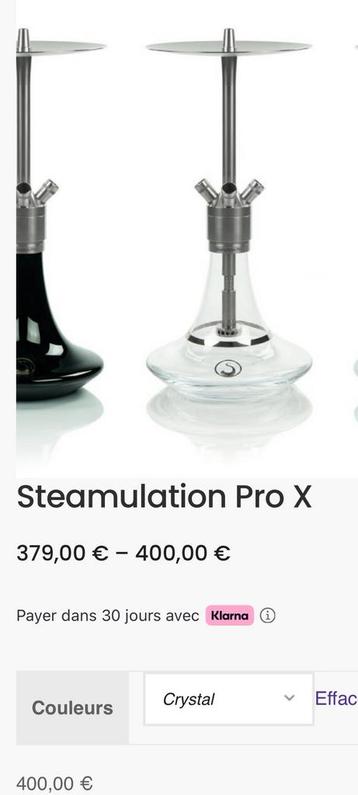 Chicha Steamulation Pro X Crystal avec accessoires complets beschikbaar voor biedingen