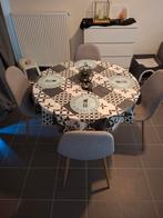 Ronde tafel wit met stoelen, Huis en Inrichting, Ophalen, Zo goed als nieuw, 4 tot 6 stoelen