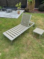 Ligzetel en bijzettafel, Tuin en Terras, Ligbedden, Ophalen, Gebruikt, Aluminium, Verstelbaar