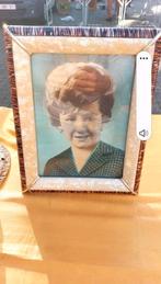 Ancien cadre photo en bois et nacré des années 60, Enlèvement ou Envoi