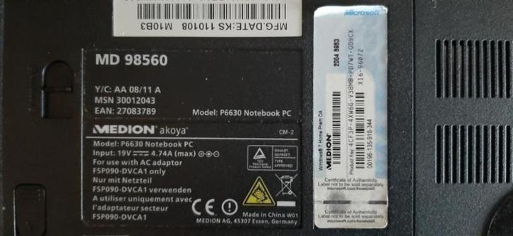 ACCU en lader Medion P6630 notebook pc te koop, Computers en Software, Accu's en Batterijen, Gebruikt, Ophalen of Verzenden