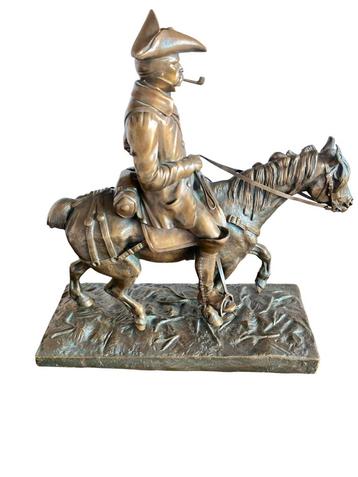 Bronzen beeld Ruiter met pijp op een bronzen paard. beschikbaar voor biedingen