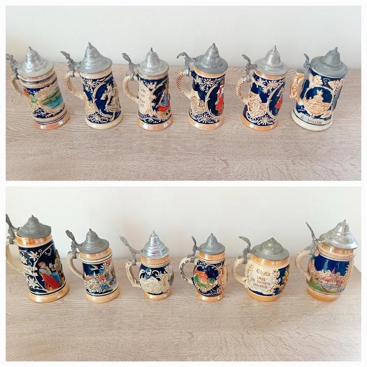 Keramische bierpullen „Vintage Steins Beer”, Verzamelen, Overige Verzamelen, Zo goed als nieuw, Ophalen of Verzenden
