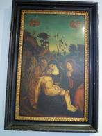 oud  olieverfschilderij  op houten paneel Pieta, Antiquités & Art, Enlèvement