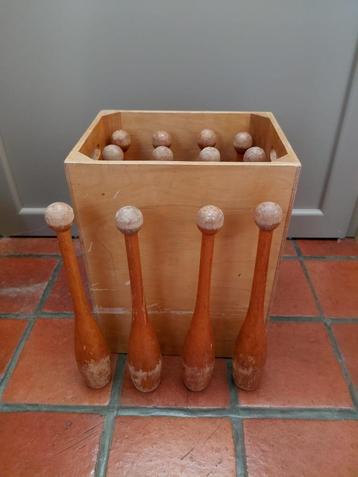 12 bâtons de jonglerie vintage en bois - clubs de gymnastiqu, Enlèvement ou Envoi