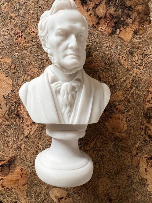 Richard WAGNER buste albast klein wit 16 cm, Antiquités & Art, Art | Sculptures & Bois, Enlèvement ou Envoi