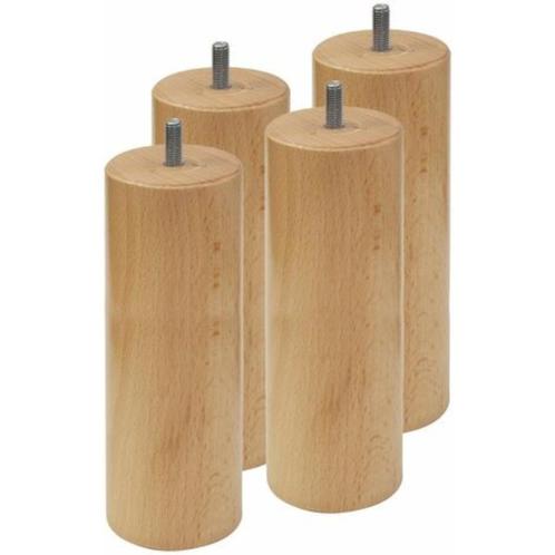 Jeu de 4 pieds de lit cylindriques en bois naturel chêne mas, Maison & Meubles, Chambre à coucher | Lits, Neuf, Une personne, Bois