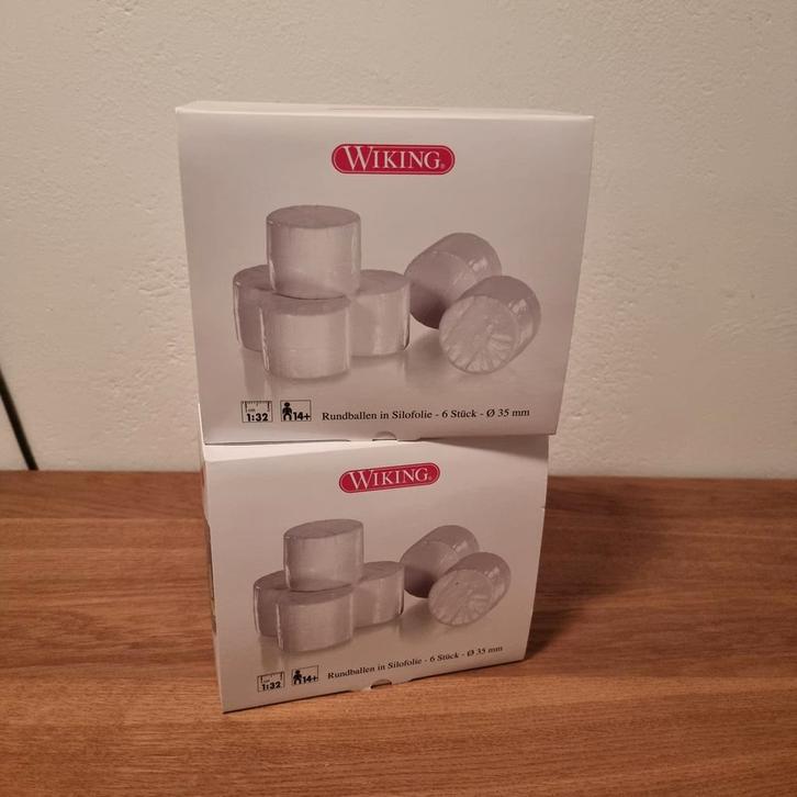 2x Ronde Balen in Silofolie 6 stuks Wiking, Hobby en Vrije tijd, Modelauto's | 1:32, Nieuw, Tractor of Landbouw, Overige merken