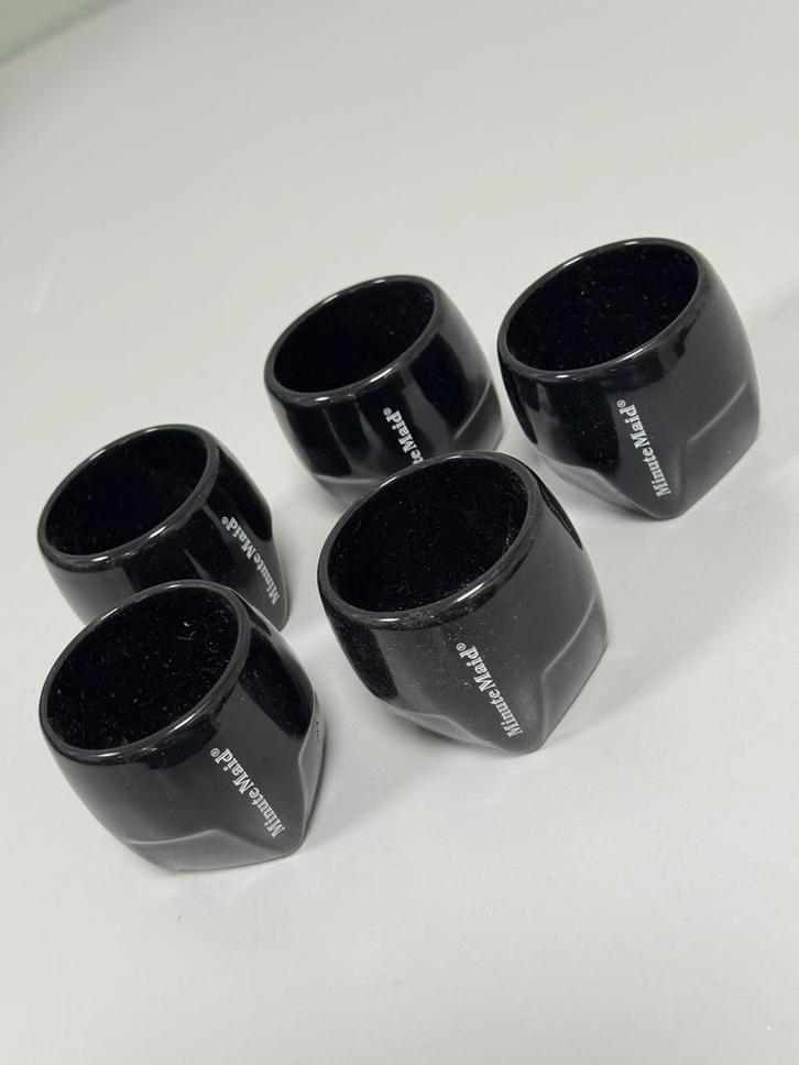 5x Mini borrelglaasjes shot glas beker Minute Maid zwart, Verzamelen, Glas en Drinkglazen, Nieuw, Borrel- of Shotglas, Ophalen of Verzenden