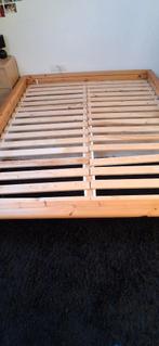 Bedframe met lattenbodem, Huis en Inrichting, Slaapkamer | Bedden, Ophalen, Gebruikt, Bruin, Tweepersoons