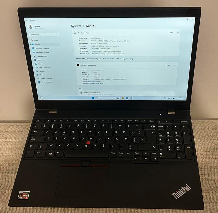 Lenovo ThinkPad L15 — 8 GB RAM — 256 GB SSD, Computers en Software, Windows Laptops, Zo goed als nieuw, 16 inch, SSD, 8 GB, Azerty