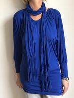 Lange shirt / Tuniek met bijpassend sjaaltje ( TU ), Vêtements | Femmes, Blouses & Tuniques, Comme neuf, Taille 38/40 (M), Bleu
