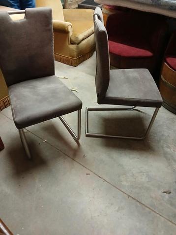 6 'my sofa' suedine stoelen, Huis en Inrichting, Stoelen, Ophalen, Zo goed als nieuw, Grijs