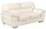 IVOORKLEURIGE LEREN BANK 2-ZITS, Ophalen, 150 tot 200 cm, Tweepersoons, 75 tot 100 cm